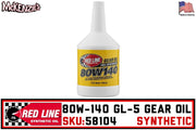 Redline 58104 | 80w-140 GL-5 Gear Oil | Synthetic Quart