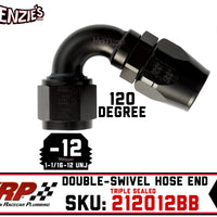 -12AN 120˚ Triple Sealed Hose End | Double-Swivel | XRP 212012BB