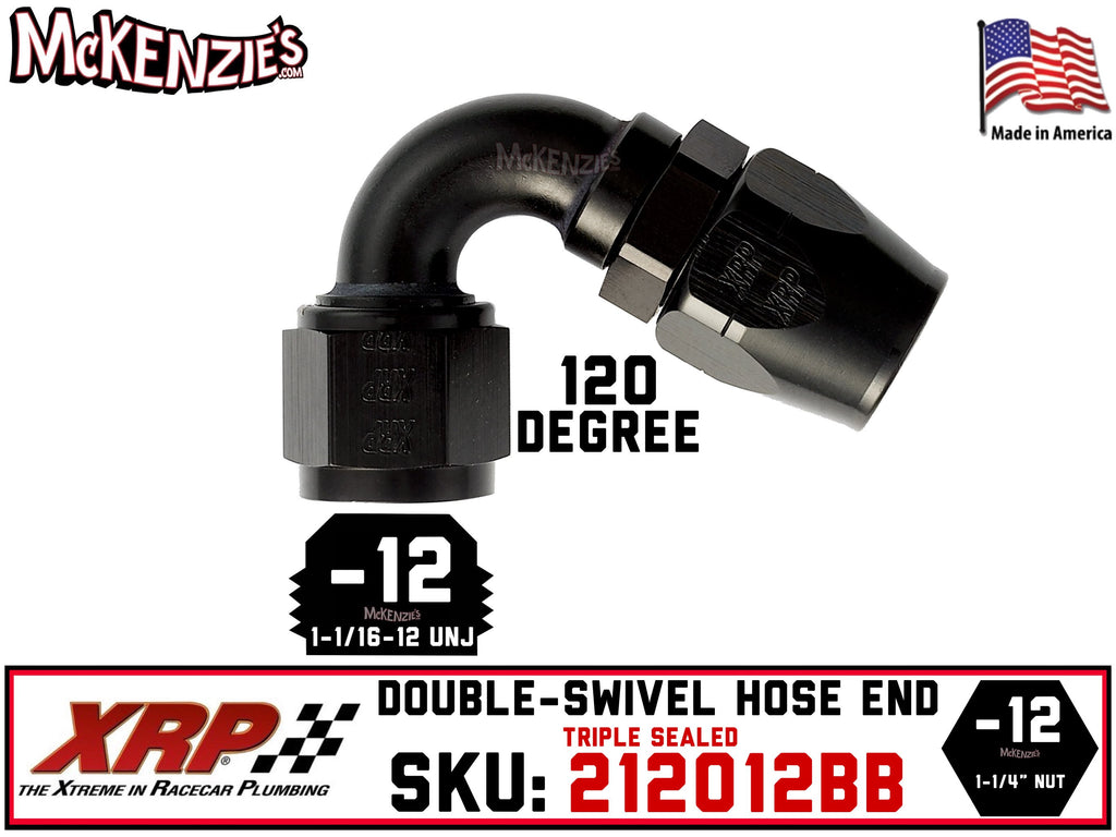 -12AN 120˚ Triple Sealed Hose End | Double-Swivel | XRP 212012BB