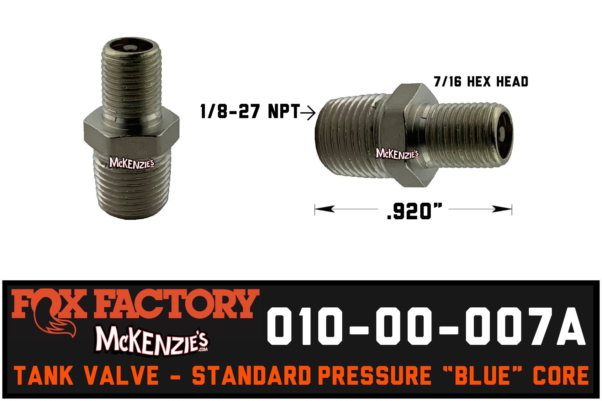 Fox 010-00-007A Schrader | 1/8-27 Tank Valve| McKenzie's