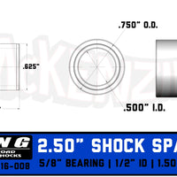 King Shocks 25016-008 | 5/8 Bearing - 1/2" Bolt Shock Spacer | 1.50" Stack OAL