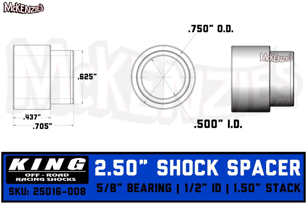 King Shocks 25016-008 | 5/8 Bearing - 1/2" Bolt Shock Spacer | 1.50" Stack OAL