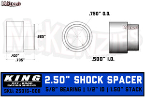 King Shocks 25016-008 | 5/8 Bearing - 1/2" Bolt Shock Spacer | 1.50" Stack OAL