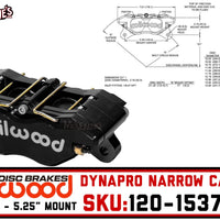 Wilwood 120-15374-BK | Dynapro Narrow Caliper | 4-Piston x .38" Rotor Width