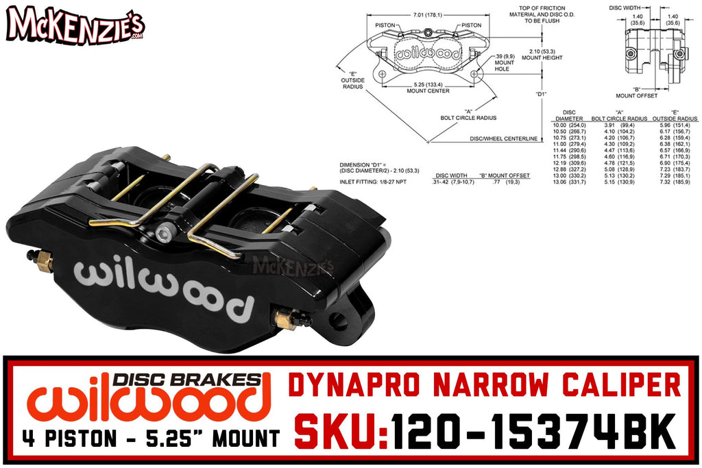 Wilwood 120-15374-BK | | Rotor Dynapro Caliper Narrow 4-Piston .38\