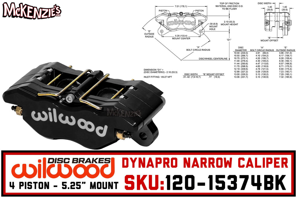 Wilwood 120-15374-BK | Dynapro Narrow Caliper | 4-Piston x .38" Rotor Width