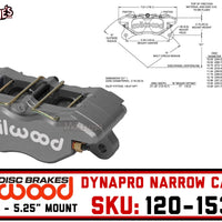 Wilwood 120-15374 | Dynapro Narrow Caliper | 4-Piston x .38" Rotor Width