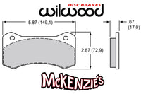 Wilwood 6617 Series Brake Pads - 5.87" Width x .67" Thick