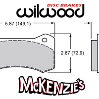 Wilwood 6617 Series Brake Pads - 5.87" Width x .67" Thick