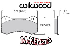 Wilwood 6617 Series Brake Pads - 5.87" Width x .67" Thick
