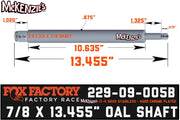 Fox 229-09-005B | 2.5 x 8" Travel Shaft | 0.875" OD X 13.455" TLG | Factory Series