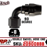 -8AN 90˚ Triple Sealed Hose End | Double-Swivel | XRP 209008BB