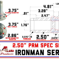 ProAm 6 on 5.50" Front Prerunner Truck Hubs | 8-Bolt PRM Snouts | IronMan Series