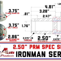 ProAm 6 on 135mm HD Front Prerunner Truck Hubs | 8-Bolt PRM Snouts | IronMan Series