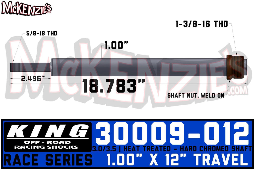 King Shocks 30009-W12 | 1.00" X 12" Travel Shaft | 3.0/3.5 Race Series