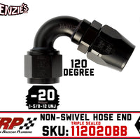 -20AN 120˚ Triple Sealed Hose End | Non-Swivel | XRP 112020BB