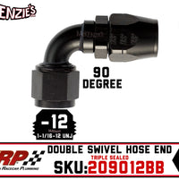 -12AN 90˚ Triple Sealed Hose End | Double-Swivel | XRP 209012BB