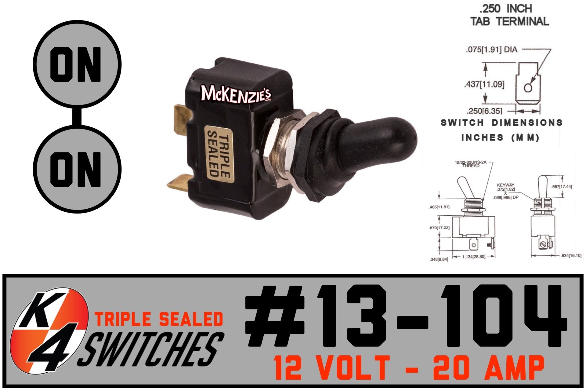 K4 Sealed Toggle Switches - Single Pole| McKenzie's