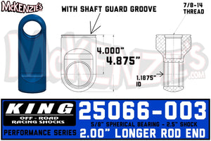 King 25066-003 | 2.5" Shock Rod End w/Shaft Guard Groove