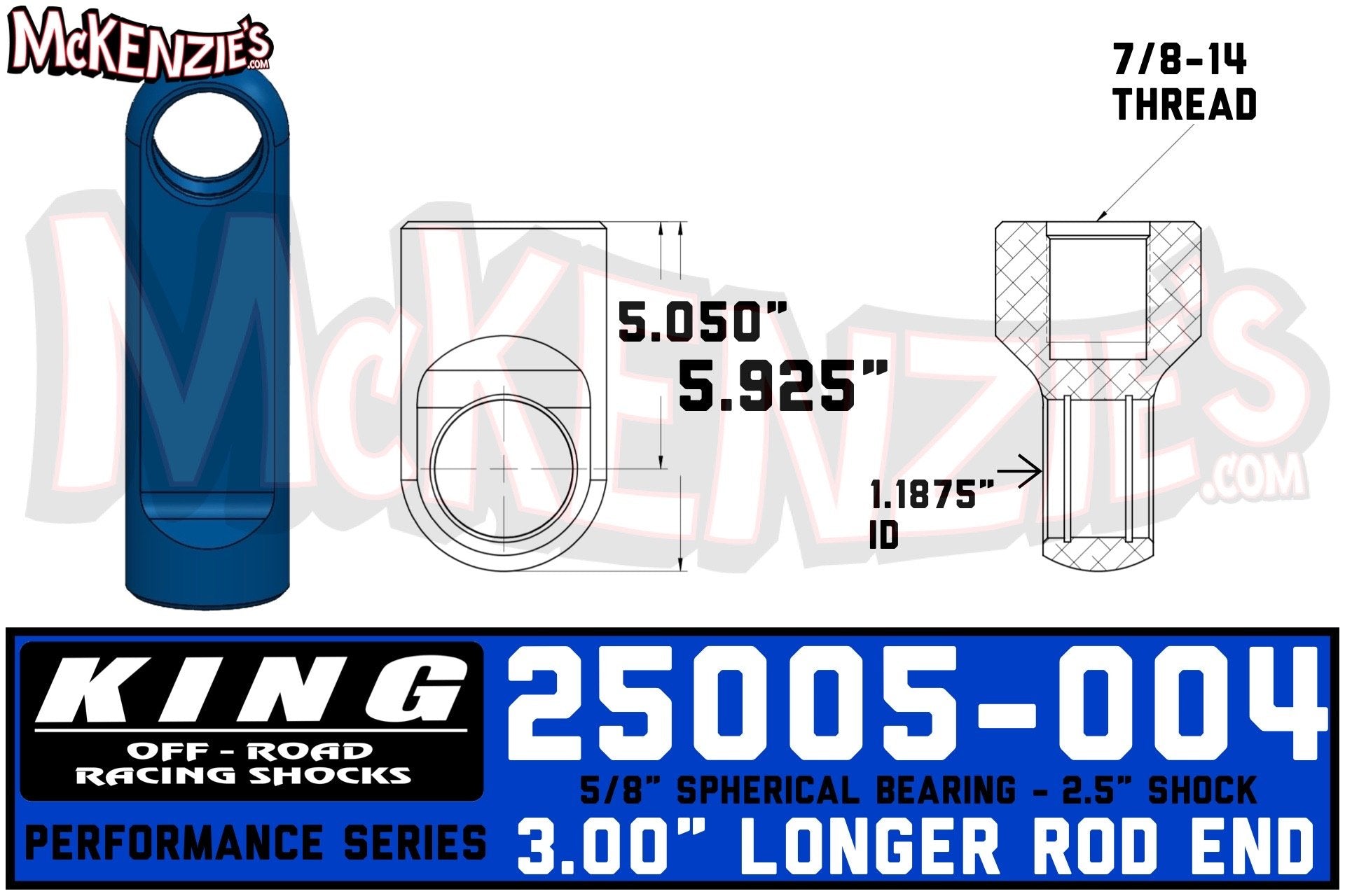 King Shocks 25005-004, 3.00 Longer Rod End, .875-14 THD