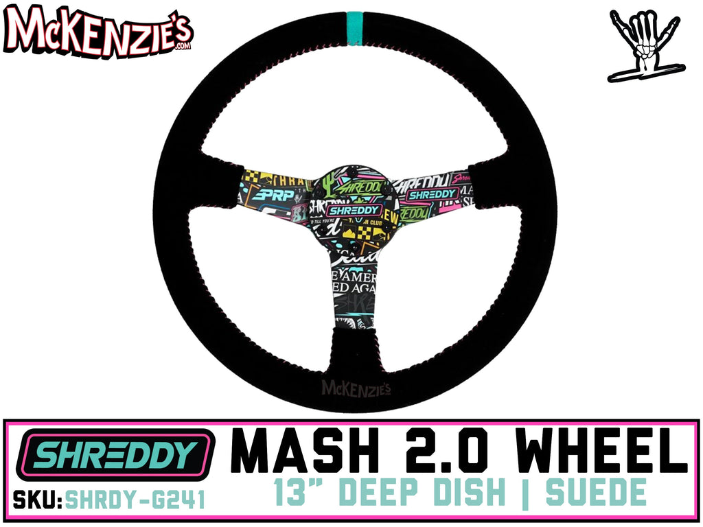 Shreddy MASH 2.0 Steering Wheel | 13" Suede x 3" Dish 6-Bolt | PRP SHRDY-G241