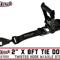 2" x 8ft Tie Down with Axle Strap | Twisted Hook | USA MADE | 27001-USA