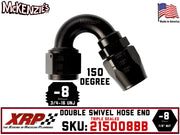 -8AN 150˚ Triple Sealed Hose End | Double-Swivel | XRP 215008BB