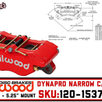 Wilwood 120-15374-RD | Dynapro Narrow Caliper | 4-Piston x .38" Rotor Width