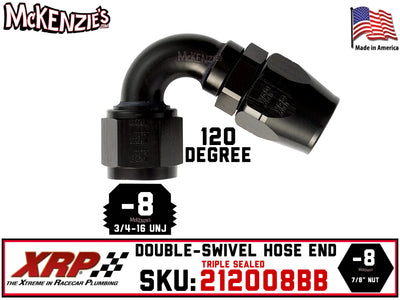 -8AN 120˚ Triple Sealed Hose End | Double-Swivel | XRP 212008BB