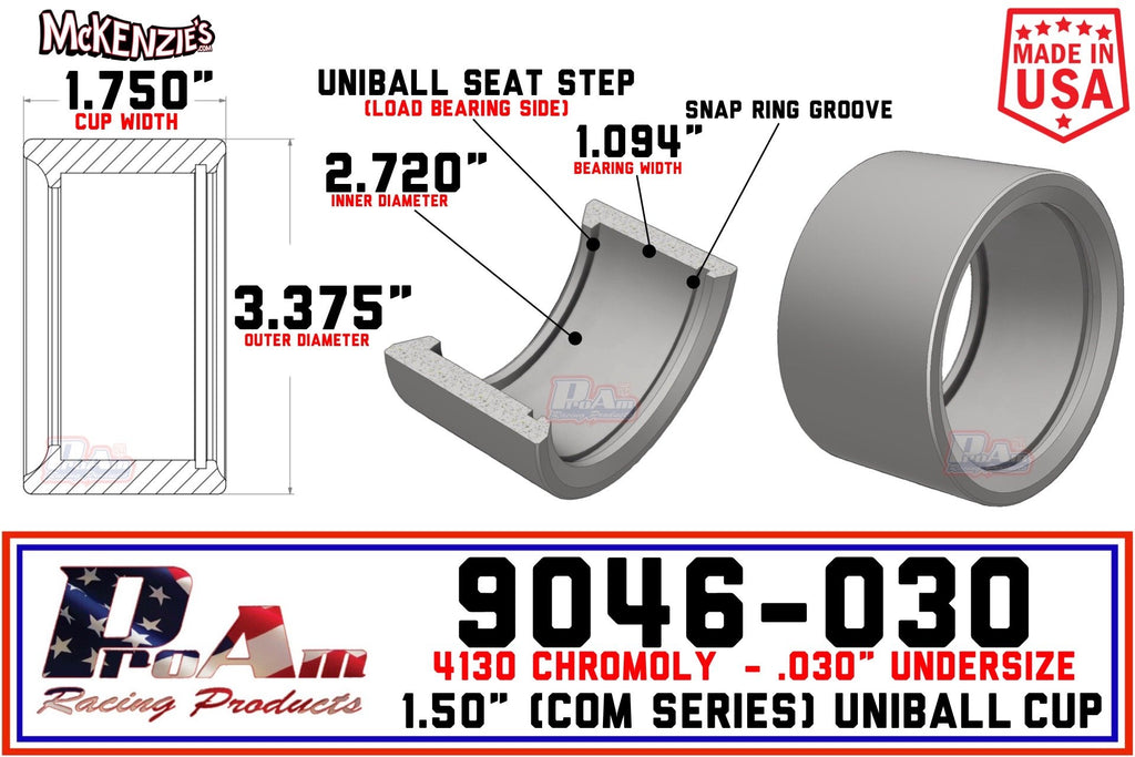 PRM-9046-030 | Undersized .030" 1.50" Uniball Cup