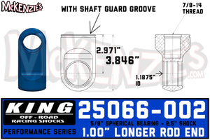 King 25066-002 | 2.5" Shock Rod End w/Shaft Guard Groove