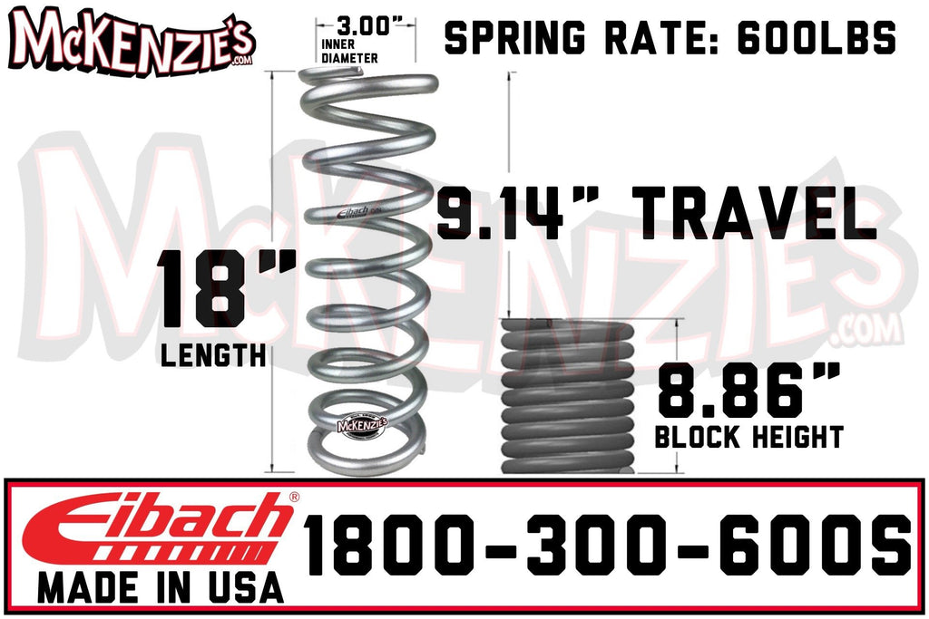 Eibach 1800.300.0600S | 18.00" Long x 3.00" ID x 600lb Shock Coil