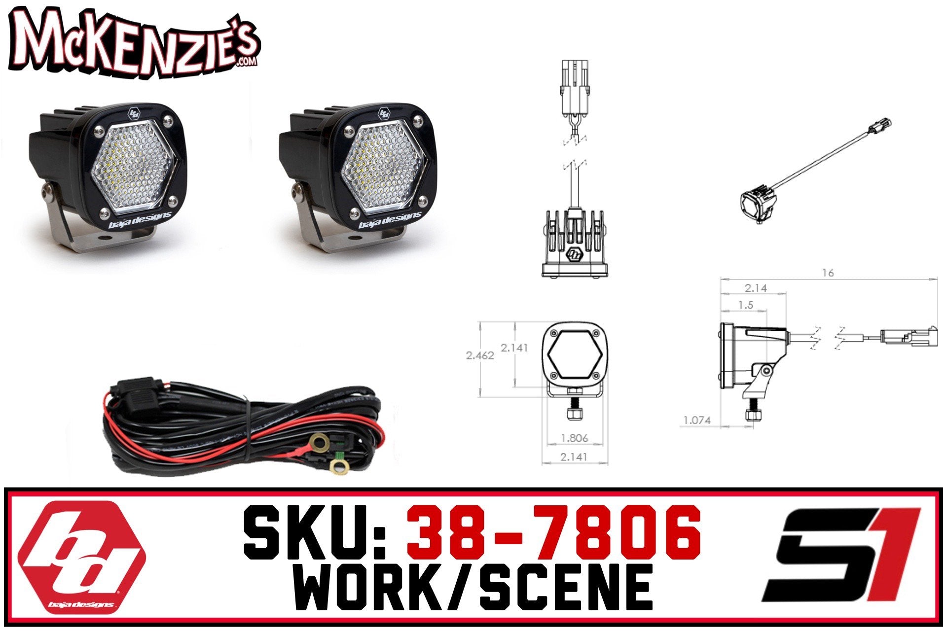 Baja Designs 38-7806 | S1 Work/Scene | White LED| McKenzie's