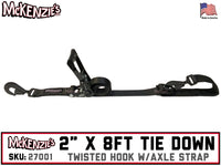 2" x 8ft Tie Down with Axle Strap | Twisted Hook | USA MADE | 27001-USA