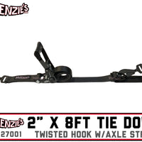 2" x 8ft Tie Down with Axle Strap | Twisted Hook | USA MADE | 27001-USA