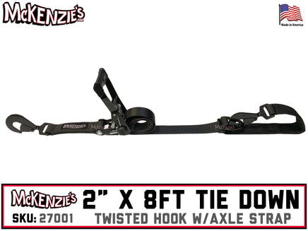 2" x 8ft Tie Down with Axle Strap | Twisted Hook | USA MADE | 27001-USA