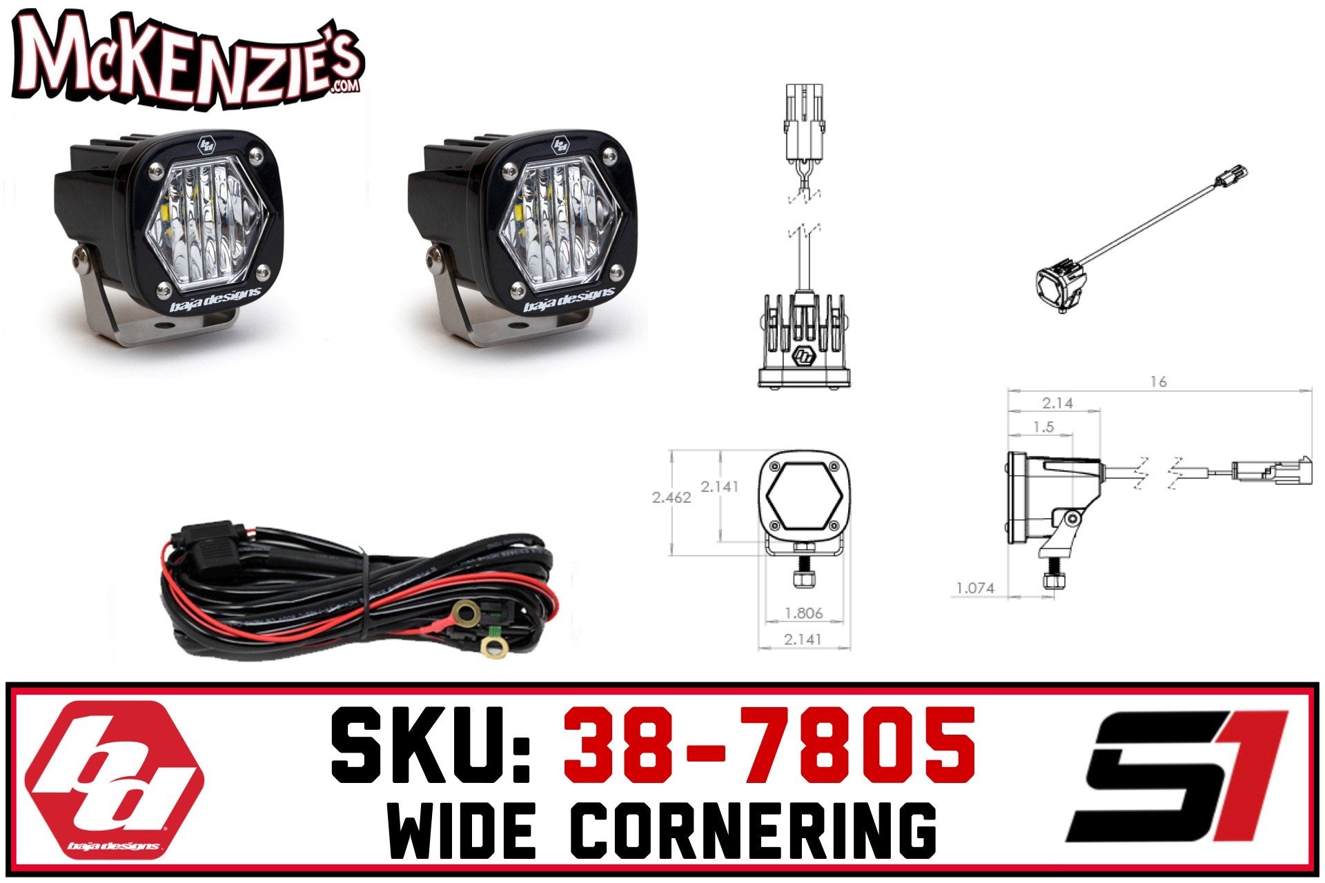 バハデザイン S1 Wide Cornering | White LED Baja Designs S1, Wide Cornering LED light