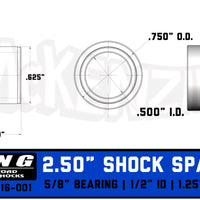 King Shocks 25016-001 | 5/8 Bearing - 1/2" Bolt Shock Spacer | 1.25" Stack OAL