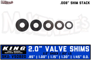 King Shock Valve Shim Kit | 2.0" x .008" Shock Valve Stack | King VS0820