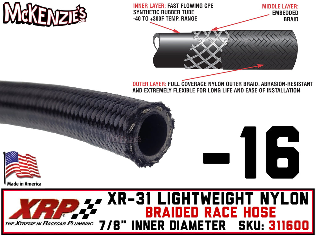 -16 XR-31 Lightweight Nylon Braided Race Hose  | .875" ID - 1.156" OD | XRP 311600