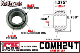 FK BEARING COMH24T | 1.50" UNIBALL | MADE IN USA